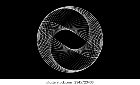 Abstract Circular Geometric Shape. Lines Circle Design. Round Dynamic Shape. Spiral Vector Illustration. Lines in Round Circle Form. Black and White Minimal Style Geometric Design.