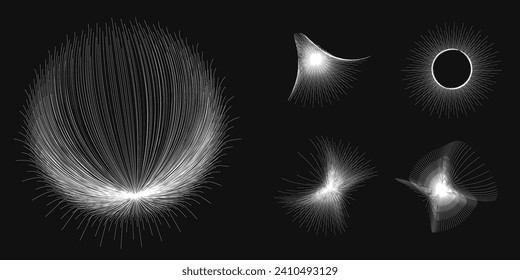 Abstract Circular Geometric Shape. Lines Circle Design. Round Dynamic Shape. Spiral Vector Illustration. Lines in Round Circle Form. Black and White Minimal Style Geometric Design.