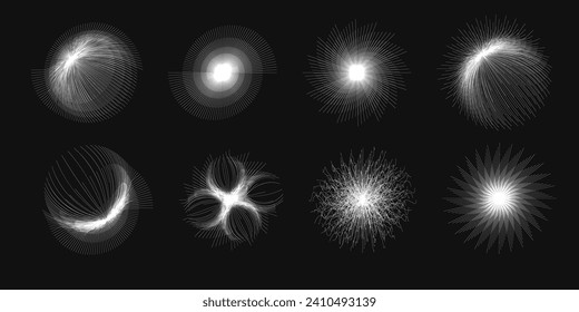 Abstract Circular Geometric Shape. Lines Circle Design. Round Dynamic Shape. Spiral Vector Illustration. Lines in Round Circle Form. Black and White Minimal Style Geometric Design.