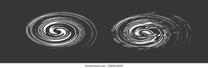 Abstract circular glitch art. Digital distortion with black and white lines, creating a vortex-like pattern, suitable for tshirt, vintage, grunge
