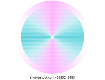 Abstract circular gradient with glowing neon blue and pink hues on a white background. Futuristic striped vector design