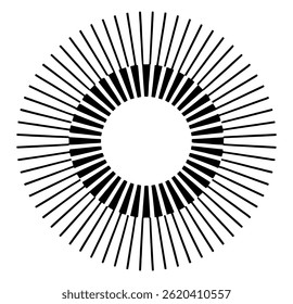 Abstract circular graphic element with radiating lines in minimalist style