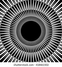 Abstract circular graphic with radiating - radial pointed lines.