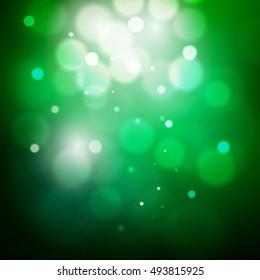 Abstract circular green bokeh background, vector illustration