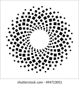 abstract circular halftone color square for design element