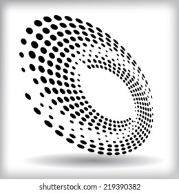 Abstract circular halftone dots form. Logo design. Vector illustration background.