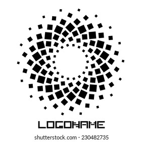 Abstract circular halftone dots form. Logo design. Vector illustration background. 