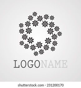 Abstract circular halftone dots form. Logo Sea Design. Vector illustration background.  