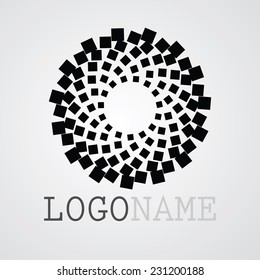 Abstract circular halftone dots form. Logo design. Vector illustration background.  