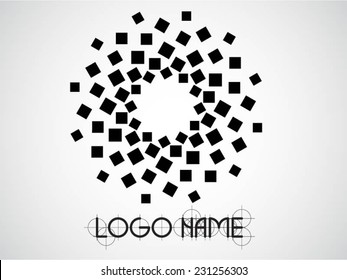 Abstract circular halftone dots form. Logo design. Vector illustration background