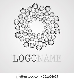 Abstract Circular Halftone Dots Form. Logo Design. Vector Illustration.