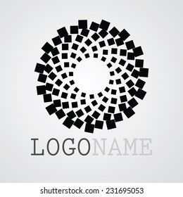 Abstract Circular Halftone Dots Form. Logo Design. Vector Illustration.