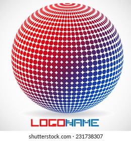 Abstract circular halftone dots form. Logo design. Vector illustration background.