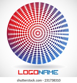 Abstract circular halftone dots form. Logo design. Vector illustration background.