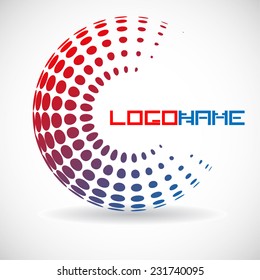 Abstract circular halftone dots form. Logo design. Vector illustration background.