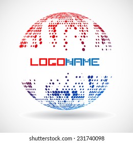 Abstract circular halftone dots form. Logo design. Vector illustration background.