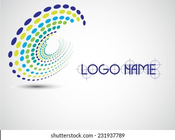 Abstract circular halftone dots form. Logo design. Vector illustration background