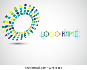 Abstract circular halftone dots form. Logo design. Vector illustration background.