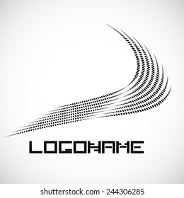 Abstract circular halftone dots form. Logo design. Vector illustration background. 