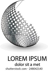 Abstract circular halftone dots form. Logo design. Vector illustration background.