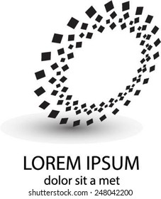 Abstract circular halftone dots form. Logo design. Vector illustration background.