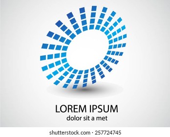Abstract circular halftone dots form. Logo design. Vector illustration background