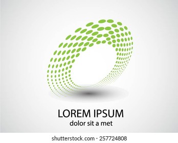 Abstract circular halftone dots form. Logo design. Vector illustration background
