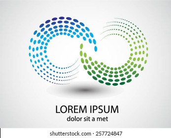 Abstract circular halftone dots form. Logo design. Vector illustration background