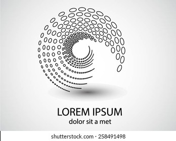 Abstract circular halftone dots form. Logo design. Vector illustration background