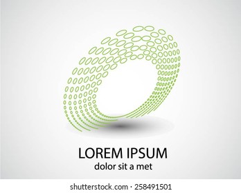 Abstract circular halftone dots form. Logo design. Vector illustration background