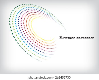 Abstract circular halftone dots form. Logo design. Vector illustration background