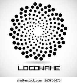 Abstract Circular Halftone Dots Form. Logo Design. Vector Illustration Background.