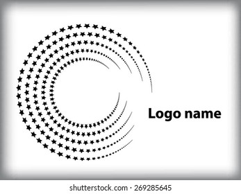 Abstract circular halftone dots form. Logo design. Vector illustration background