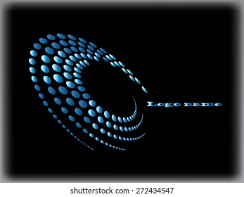 Abstract circular halftone dots form. Logo design. Vector illustration background