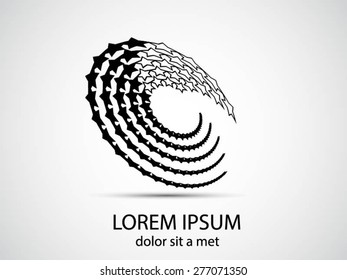 Abstract circular halftone dots form. Logo design. Vector illustration background
