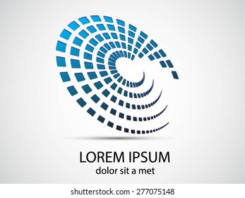 Abstract circular halftone dots form. Logo design. Vector illustration background