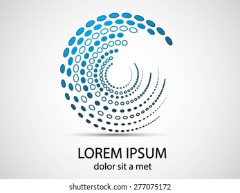 Abstract circular halftone dots form. Logo design. Vector illustration background