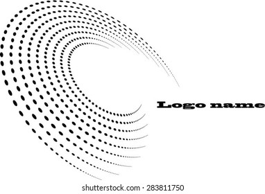 Abstract circular halftone dots form. Logo design. Vector illustration background