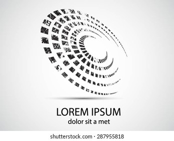 Abstract circular halftone dots form. Logo design. Vector illustration background