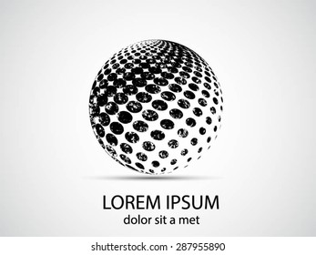 Abstract circular halftone dots form. Logo design. Vector illustration background