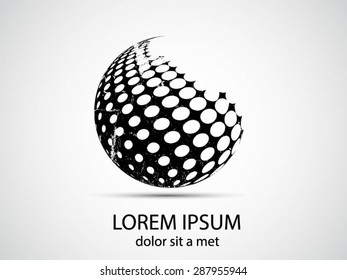 Abstract circular halftone dots form. Logo design. Vector illustration background