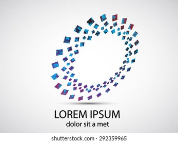 Abstract circular halftone dots form. Logo design. Vector illustration background
