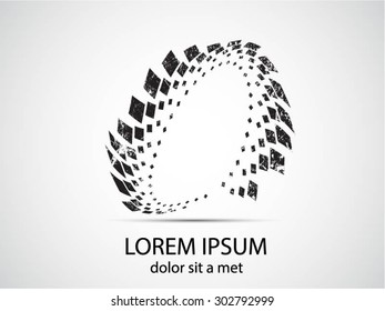 Abstract circular halftone dots form. Logo design. Vector illustration background.
