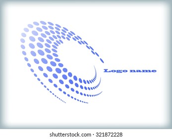 Abstract circular halftone dots form. Logo design. Vector illustration background