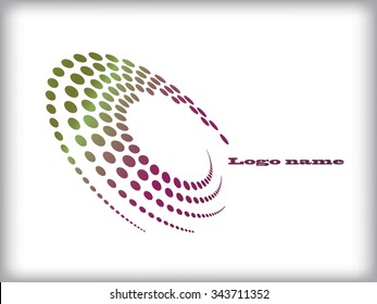 Abstract circular halftone dots form. Logo design. Vector illustration background