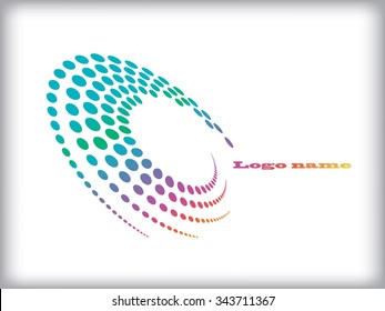Abstract circular halftone dots form. Logo design. Vector illustration background