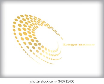 Abstract circular halftone dots form. Logo design. Vector illustration background