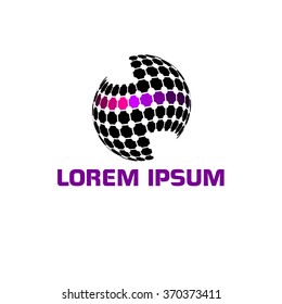 Abstract circular halftone dots form. Logo design. Vector illustration