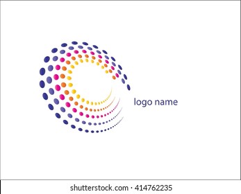 Abstract circular halftone dots form. Logo design. Vector illustration background