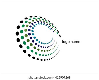 Abstract circular halftone dots form. Logo design. Vector illustration background